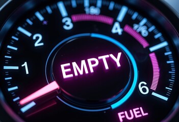 Empty fuel gauge warning signal in modern style  