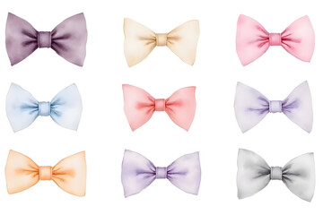 Naklejka premium Watercolor painting of bow ties, various styles, various colors at the prom. Pattern
