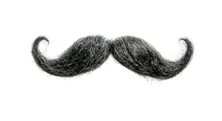 Png of A whimsical black mustache made from textured fibers, creating a playful and imaginative vibe.