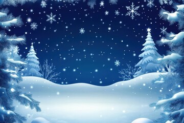 Christmas Border Cartoon. Merry Christmas and Happy New Year Card with Snowflakes and Stars