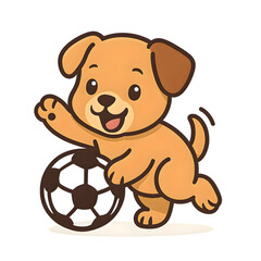 Fototapeta premium Cute Dog Cartoon Playing Football – Vector Icon Logo Illustration
