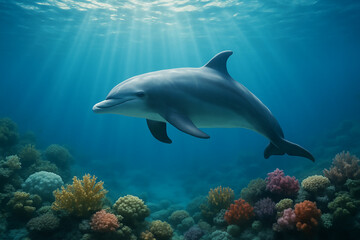 dolphin in blue water