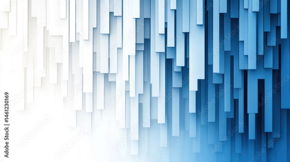 Fototapete Abstract background featuring vertical rectangular shapes in shades of blue and white, creating a gradient effect.  A digitally rendered artistic design