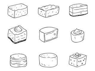 Simple and Clean Cream Cheese Food Line Art Vector Design