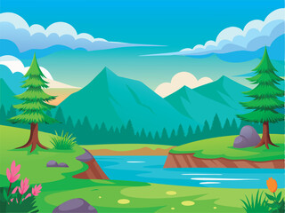 Serene mountain landscape with river.