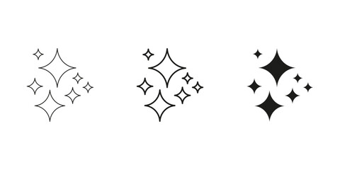 Sparkle Star Line And Solid Icon Set. Cleanliness And Shine Symbol Collection. Isolated Vector Illustration