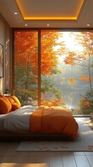 Autumn Bedroom with Lake View.