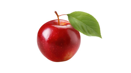 Realistic Red Apple with Leaf Transparent Background