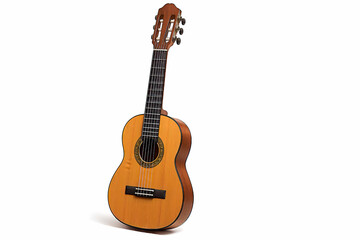 Classical Acoustic Guitar on White Background – High-Resolution Nylon String Instrument