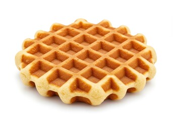 Single round waffle with grid pattern on a white background