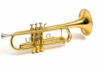 Golden Trumpet Isolated on White Background – High-Resolution Brass Instrument Photo