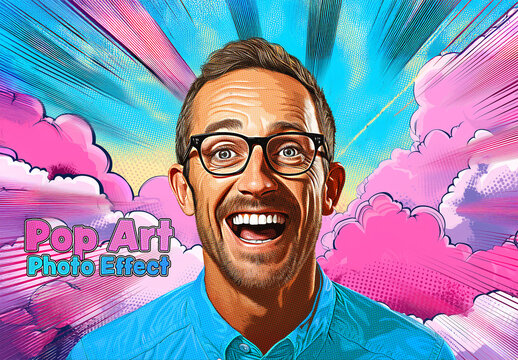 Colorful Comic Book Photo Effect Mockup