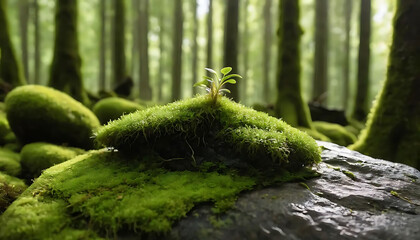 green moss on the tree