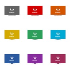 Loading process in computer screen icon isolated on white background. Set icons colorful