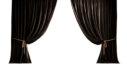 Png of Luxurious black velvet curtains elegantly frame the stage, adding drama and anticipation to any performance setting.