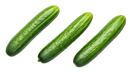 Fresh green cucumbers isolated on transparent background