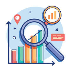 magnifying-glass-highlights-business-growth-chart vector image on white background