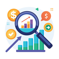 magnifying-glass-highlights-business-growth-chart vector image on white background