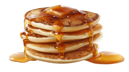 Stack of Pancakes with Syrup Isolated on White Background