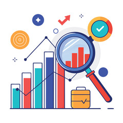 magnifying-glass-highlights-business-growth-chart vector image on white background
