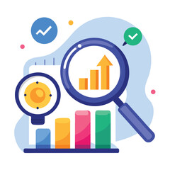 magnifying-glass-highlights-business-growth-chart vector image on white background