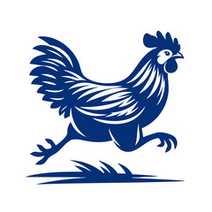 Obraz premium Dynamic Blue Rooster Silhouette: A Stunning Vector Graphic