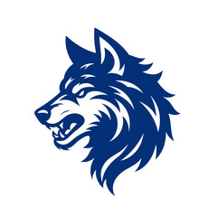 Fototapeta premium Majestic Wolf Head Profile: Blue Vector Graphic Design