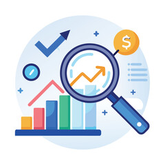 magnifying-glass-highlights-business-growth-chart vector image on white background