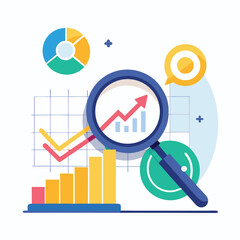 magnifying-glass-highlights-business-growth-chart vector image on white background