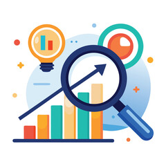 magnifying-glass-highlights-business-growth-chart vector image on white background