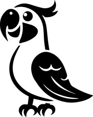 Black and white parrot vector illustration