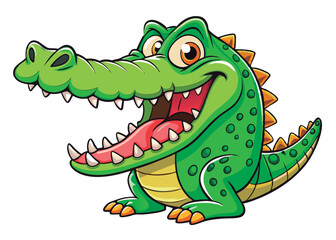 Obraz premium Vector illustration of a Smiling cartoon crocodile.