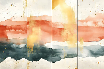 Abstract watercolor painting with horizontal bands of color.