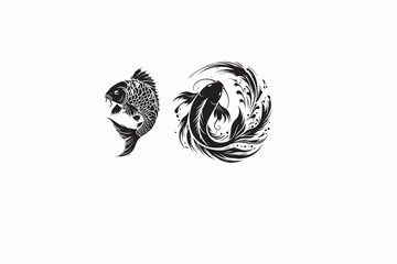 Koi fish vector silhouettes black and white image made by adobe illustrator. eps
