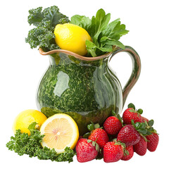 Berry Greens Fusion Smoothie Isolated on Transparent Background