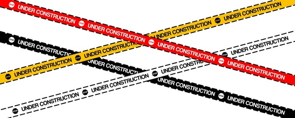 Under construction sign tape. Under construction tape warning banner ilustration