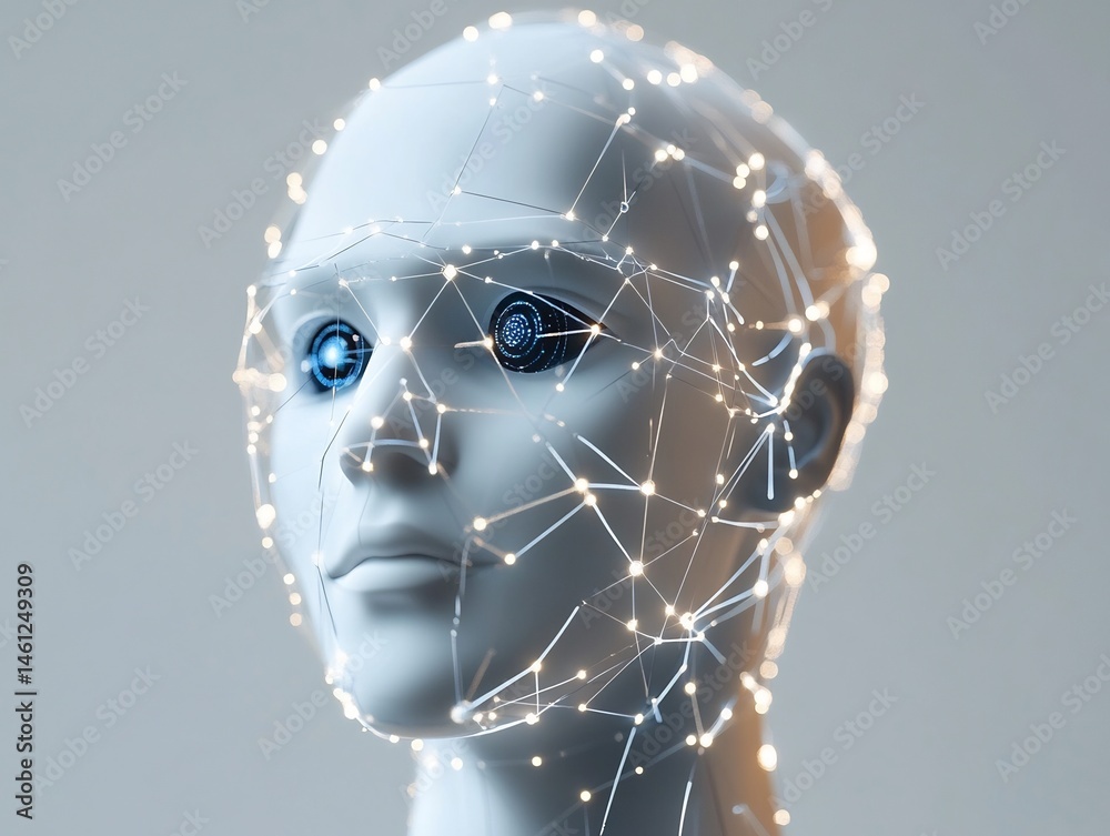 Poster advanced digital intelligence head with luminous network connection interface