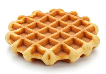 Single waffle with a grid pattern on a white background for breakfast