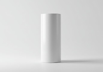 White cylinder shape on white background in studio lighting for product mockups
