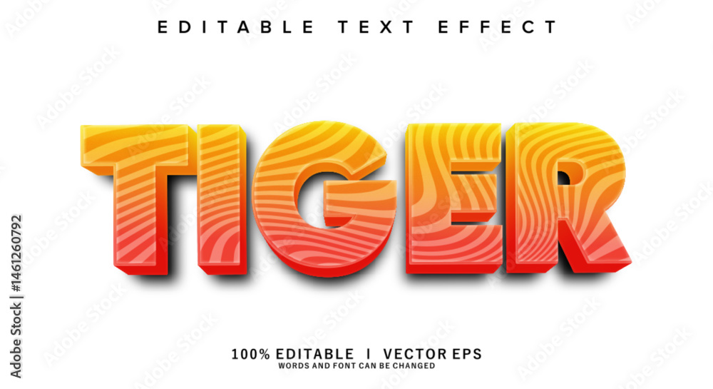 Wall mural tiger vector text effect with modern style design