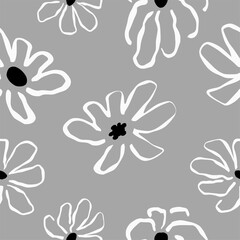 Hand drawn floral pattern design, seamless abstract floral pattern