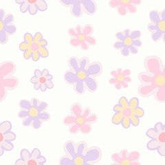 Hand drawn floral pattern design, seamless abstract floral pattern