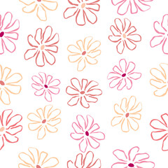 Hand drawn floral pattern design, seamless abstract floral pattern