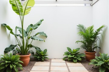 Indoor Garden with Lush Green Plants and Decor