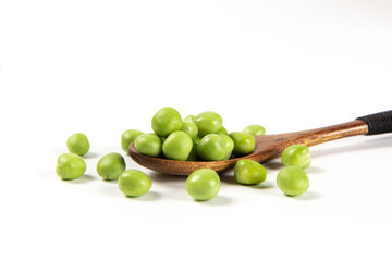 fresh green peas isolated on white background