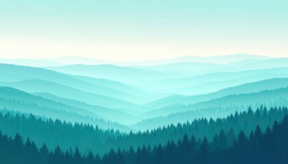 Obraz premium Exploring tranquil forest landscapes mountain ranges digital artwork serene nature aerial view environmental beauty