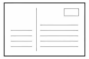 Blank Hand Drawn Postcard Template for Message and Address