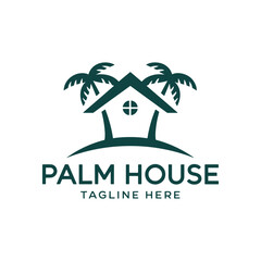 Obraz premium Palm Tree House, Palm tree house silhouette