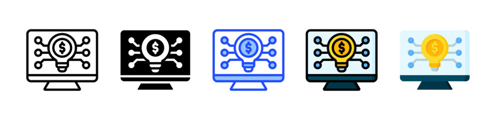 Tech Investment Icon Collection With Multiple Styles