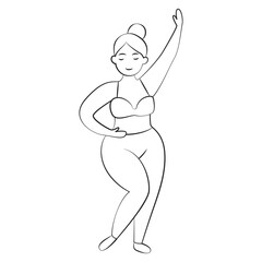 Body Positive. Line Art of Plus Size Female Figure